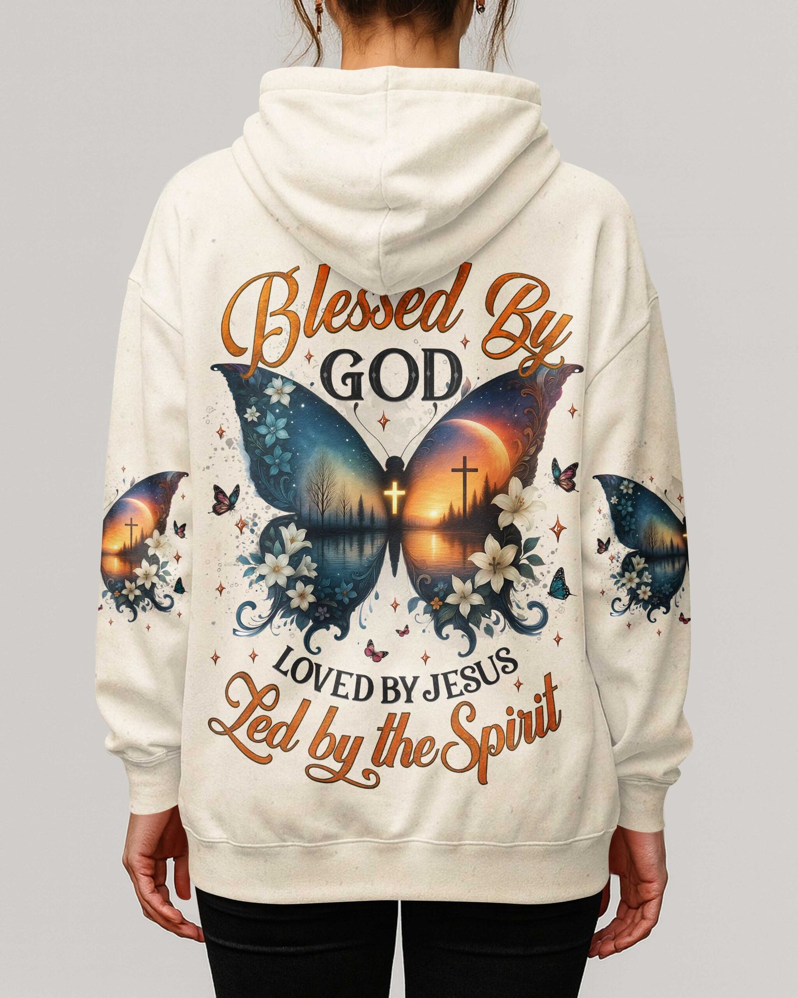 Blessed By God Loved By Jesus Led By The Spirit Hoodie - Image 5