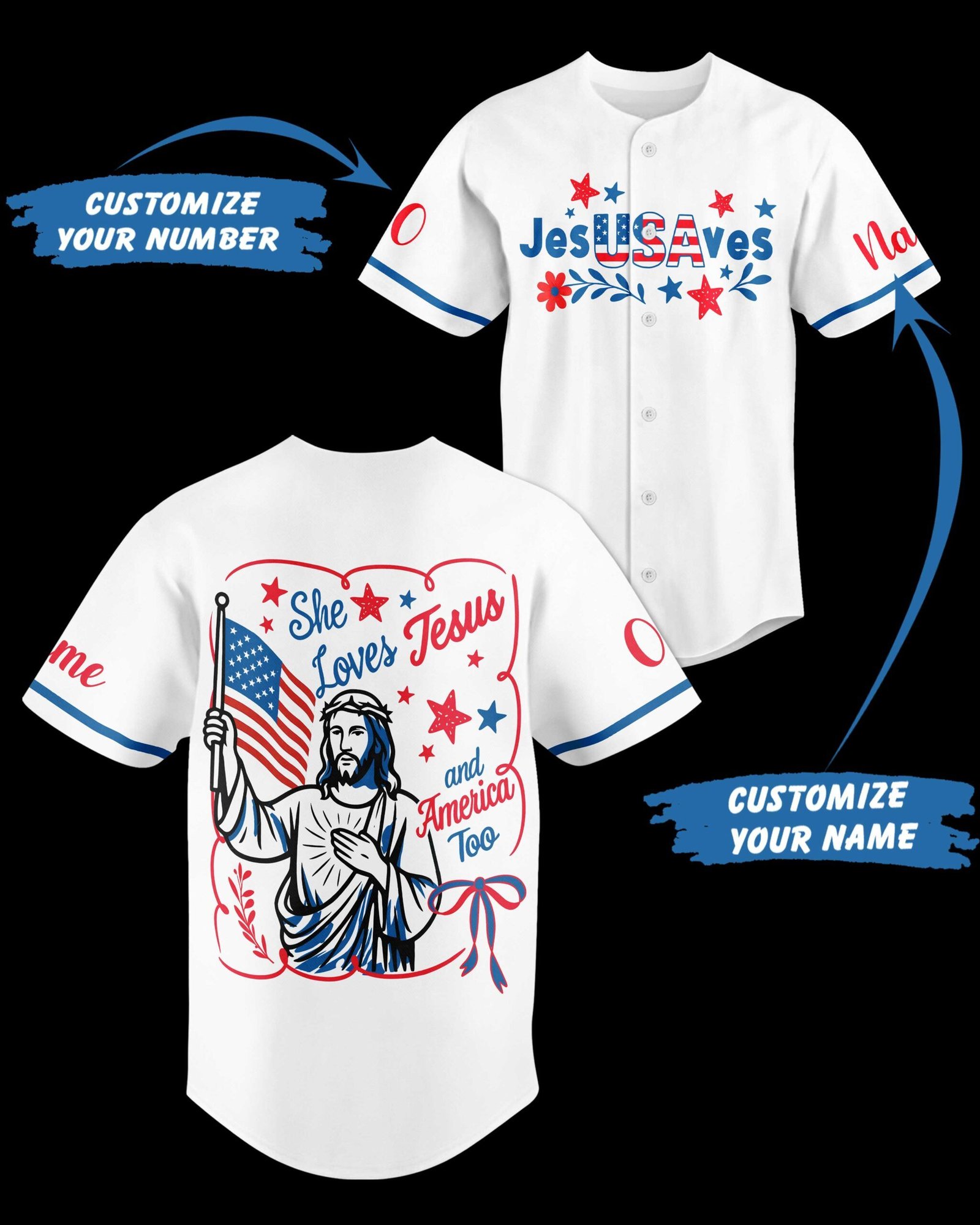 Jesus Saves All Over Print Custom Jersey - Image 5