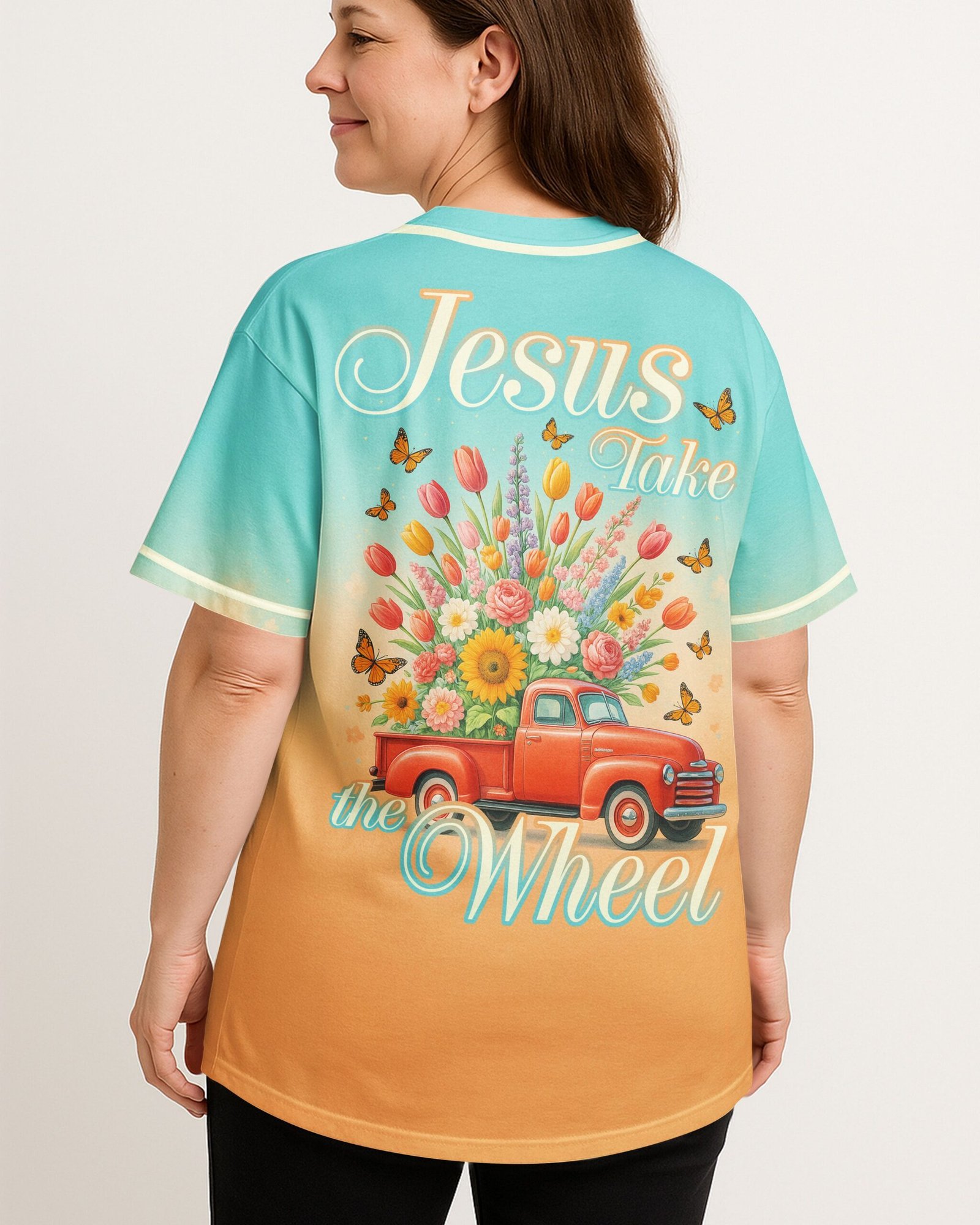 Jesus Take The Wheel All Over Print Jersey - Image 4