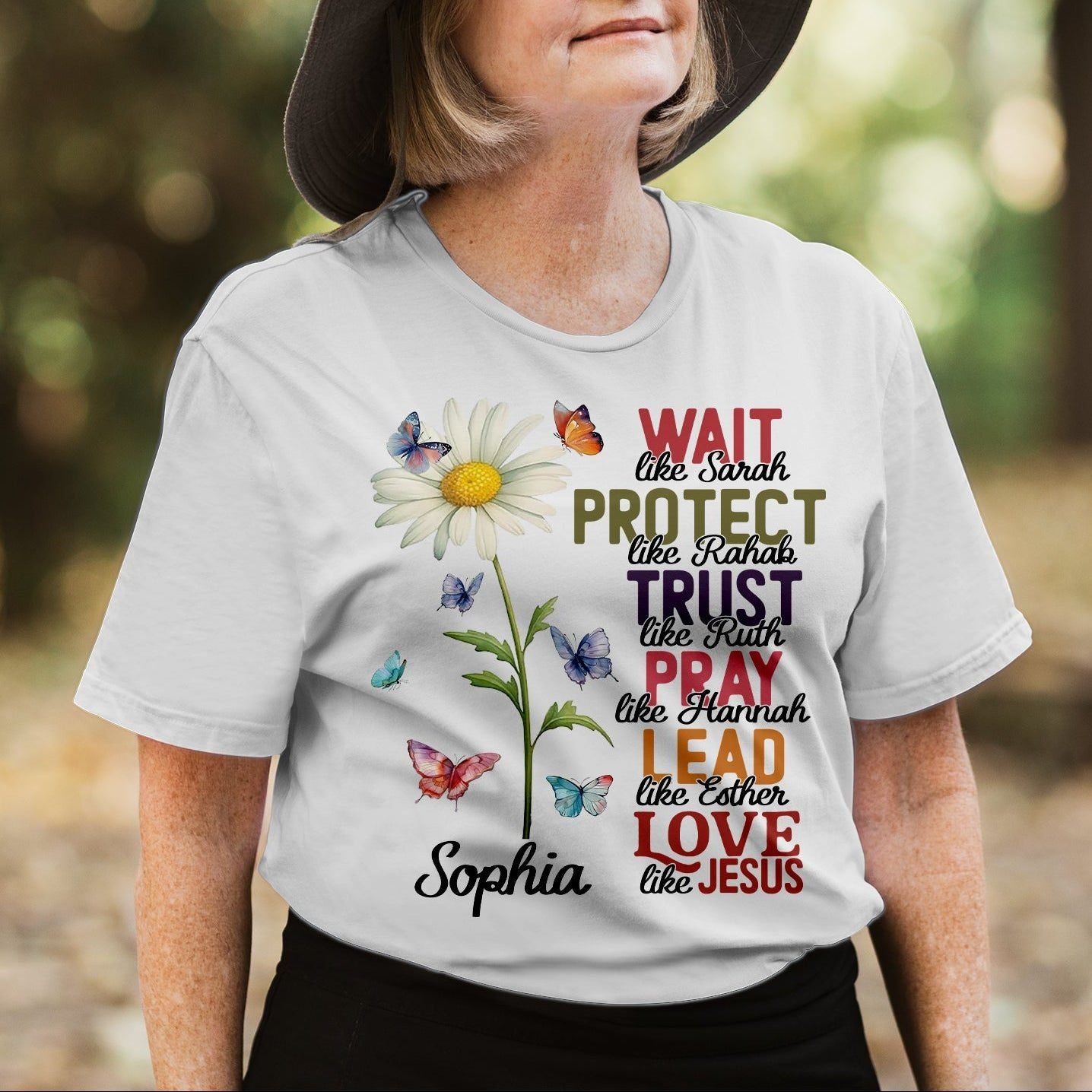 Wait Like Sarah Protect Like Rahab Esther Love Like Jesus T-Shirt