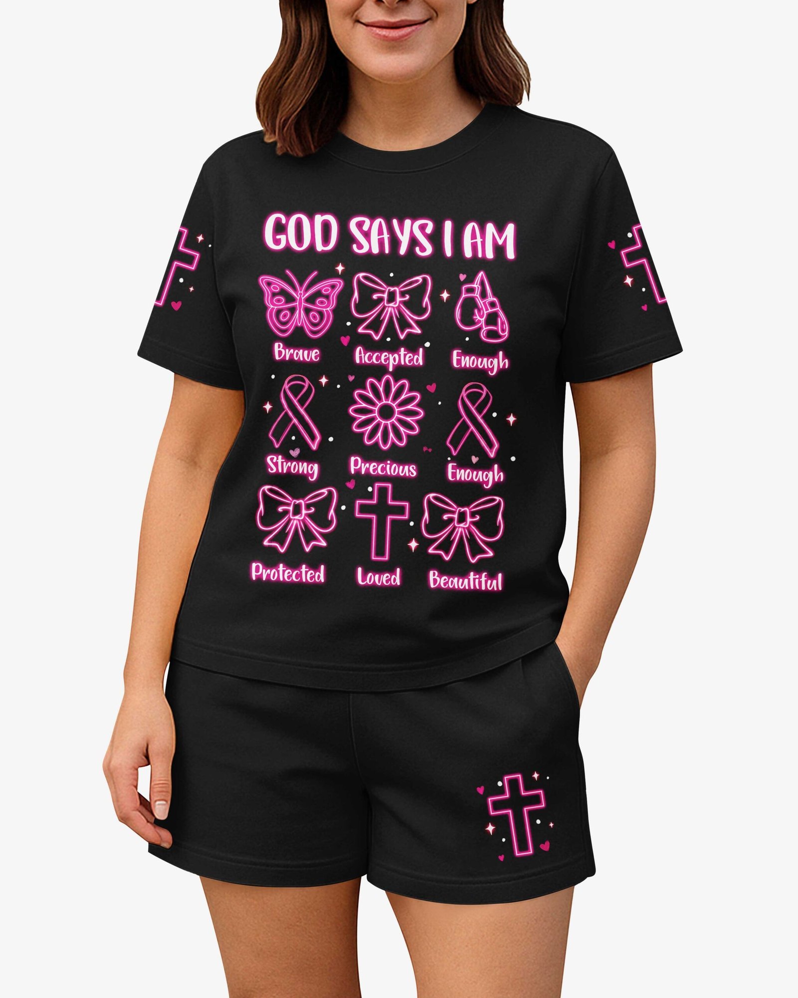 God Says I Am Brave All Over Print Summer Set - Image 2
