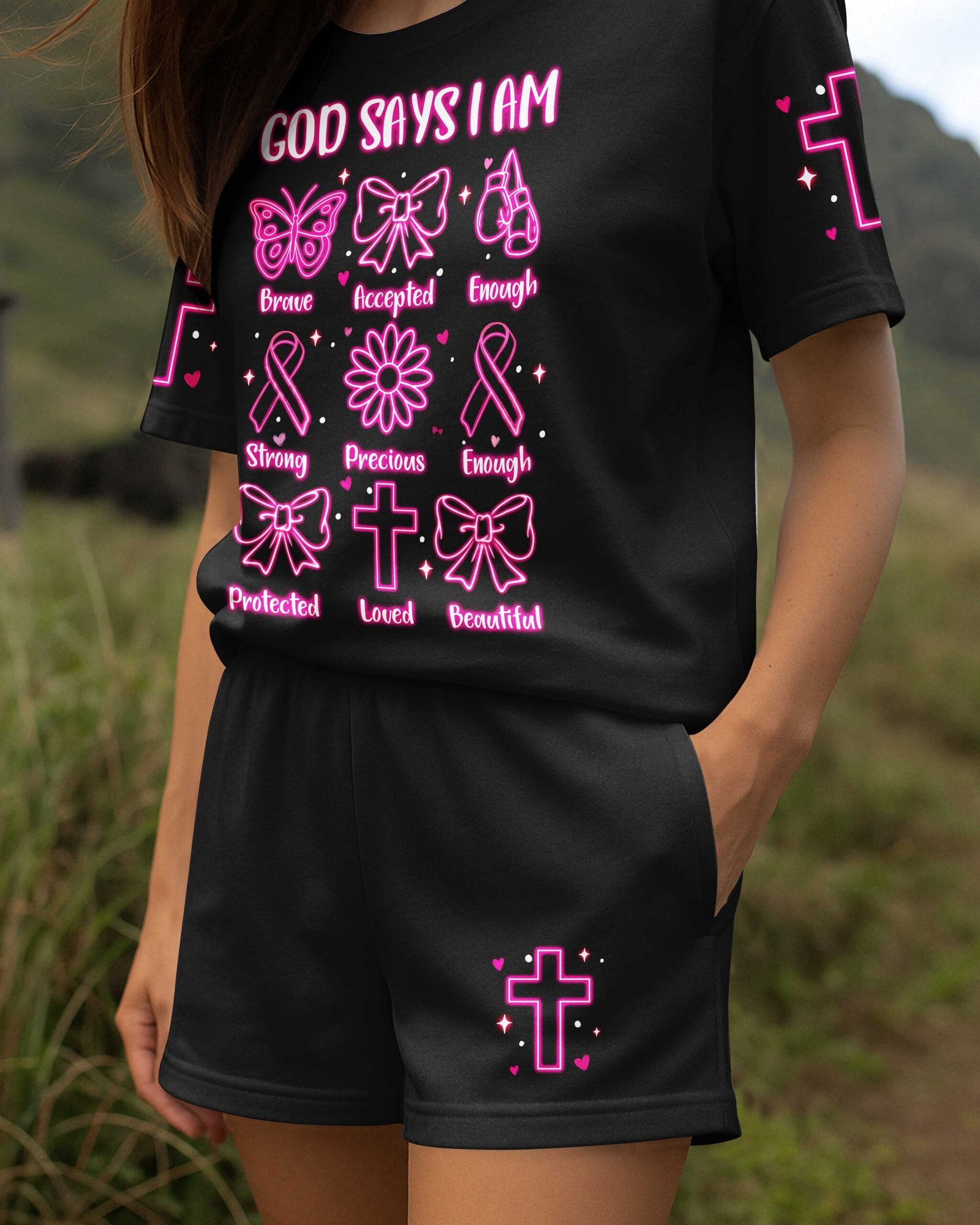 God Says I Am Brave All Over Print Summer Set - Image 3